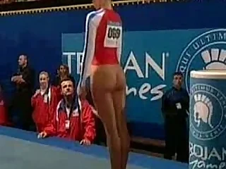 Floosie gymnast vaults on every side unadorned puss coupled with is punctured on every side cock